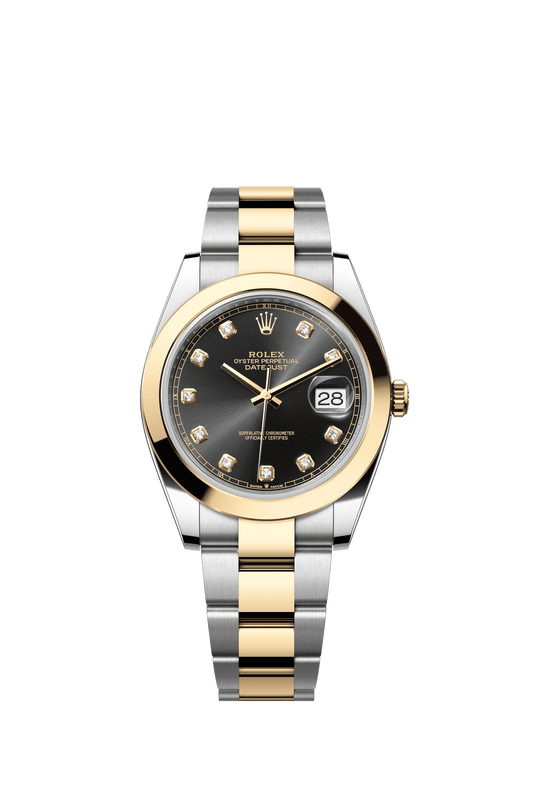 Rolex Datejust 41 41 mm Bright Black Set With Diamonds Dial Oystersteel and 18k Yellow Gold Oyster Bracelet m126303-0005