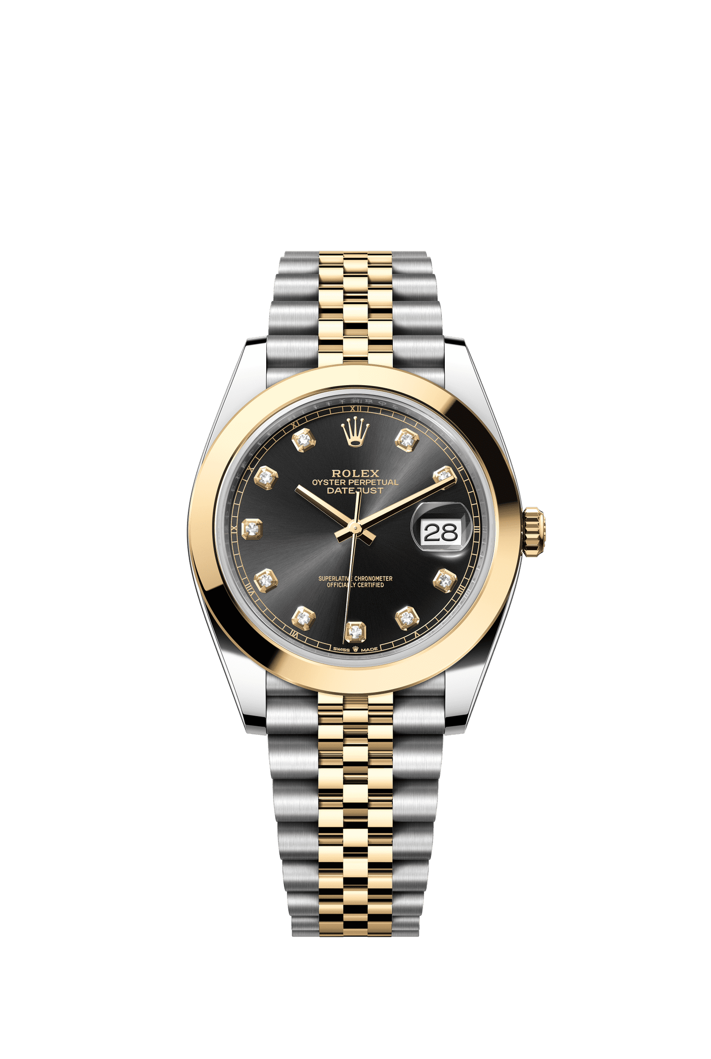 Rolex Datejust 41 41 mm Bright Black Set With Diamonds Dial Oystersteel and 18k Yellow Gold Jubilee Bracelet m126303-0006