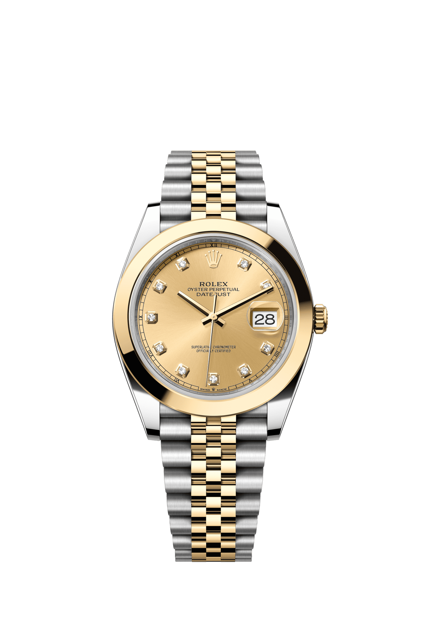 Rolex Datejust 41 41 mm Champagne-Colour Set With Diamonds Dial Oystersteel and 18k Yellow Gold Jubilee Bracelet m126303-0012