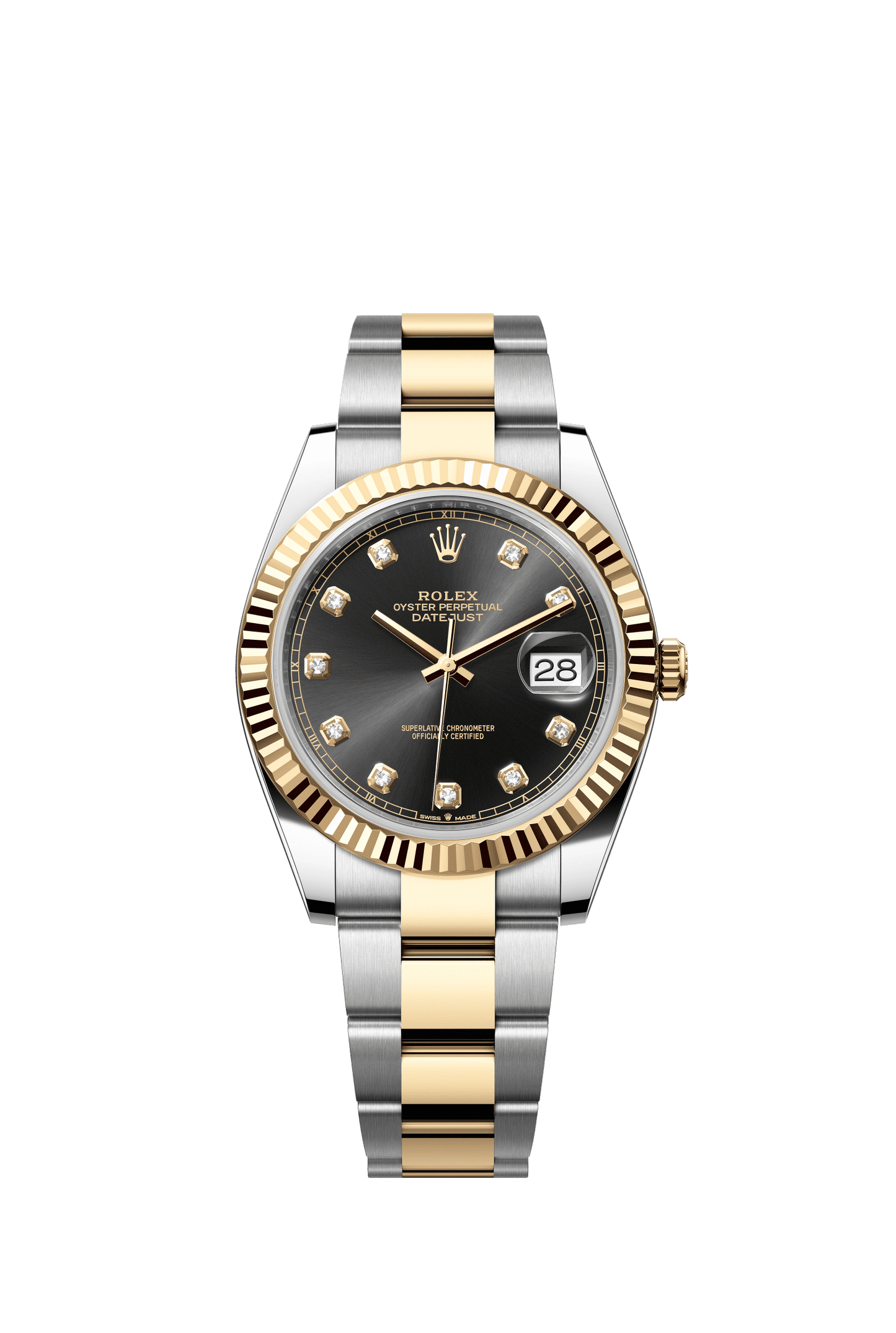 Rolex Datejust 41 41 mm Bright Black Set With Diamonds Dial Oystersteel and 18k Yellow Gold Oyster Bracelet m126333-0005