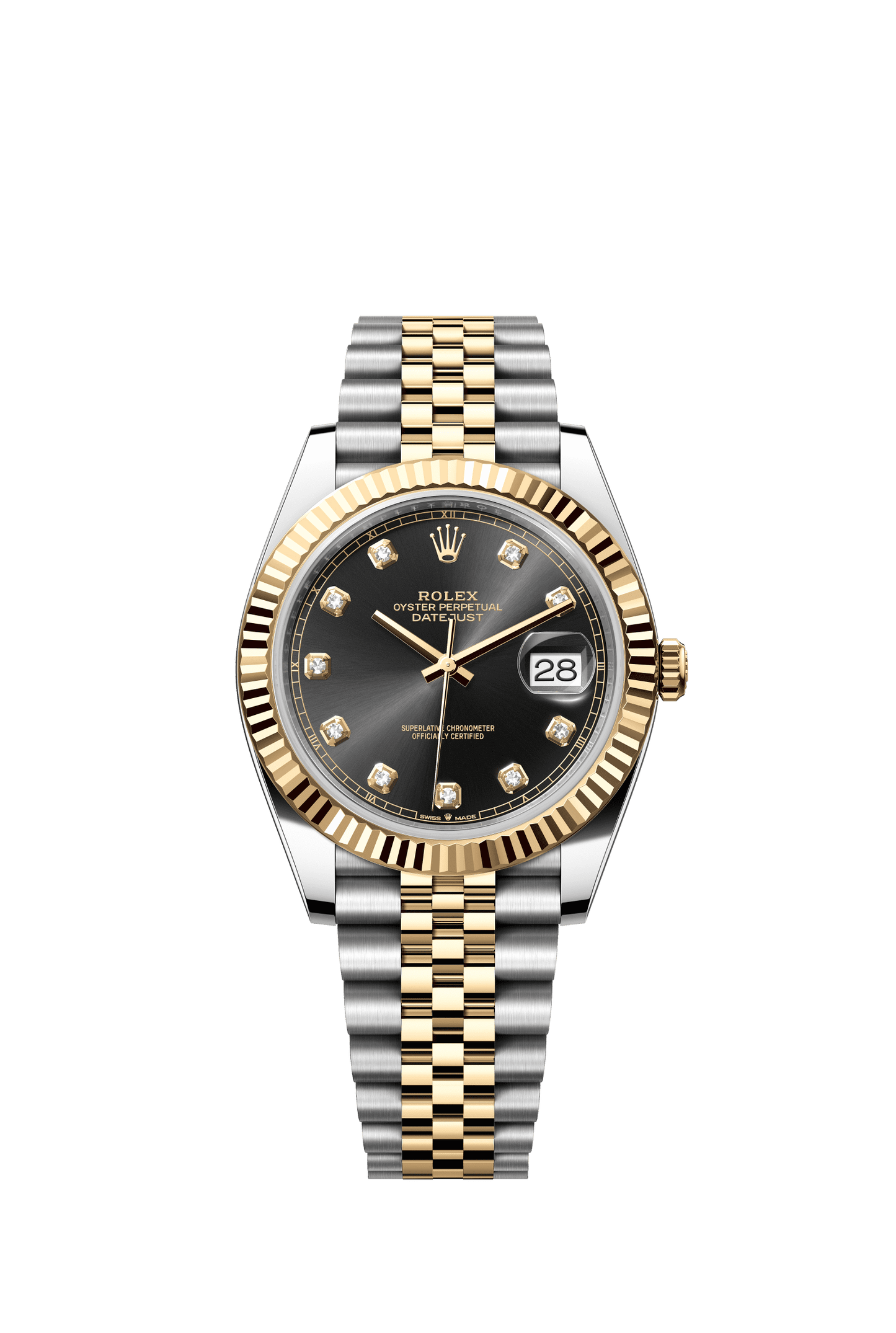 Rolex Datejust 41 41 mm Bright Black Set With Diamonds Dial Oystersteel and 18k Yellow Gold Jubilee Bracelet m126333-0006