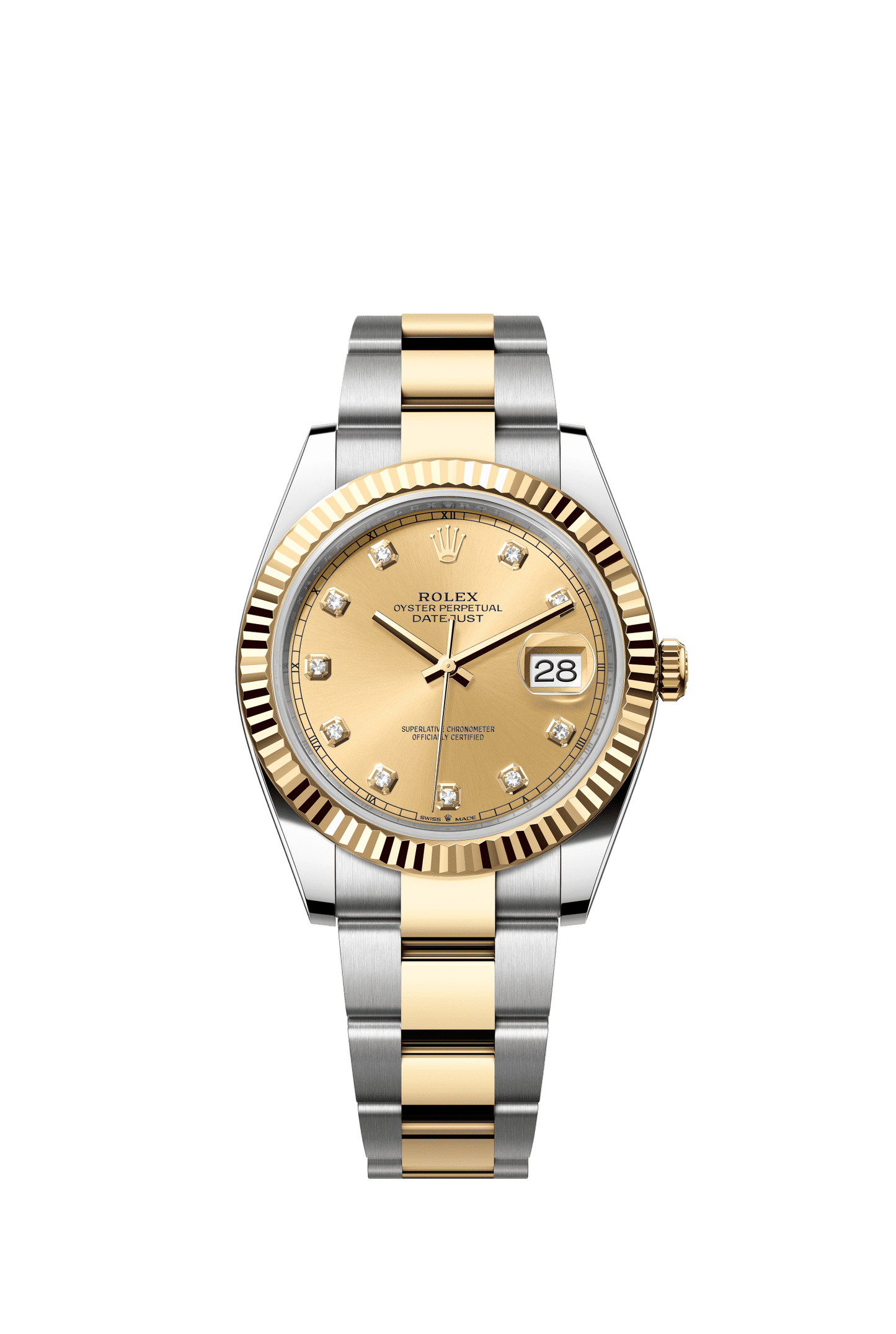 Rolex Datejust 41 41 mm Champagne-Colour Set With Diamonds Dial Oystersteel and 18k Yellow Gold Oyster Bracelet m126333-0011