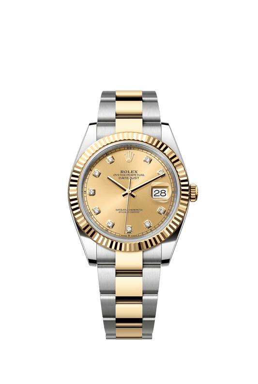 Rolex Datejust 41 41 mm Champagne-Colour Set With Diamonds Dial Oystersteel and 18k Yellow Gold Oyster Bracelet m126333-0011