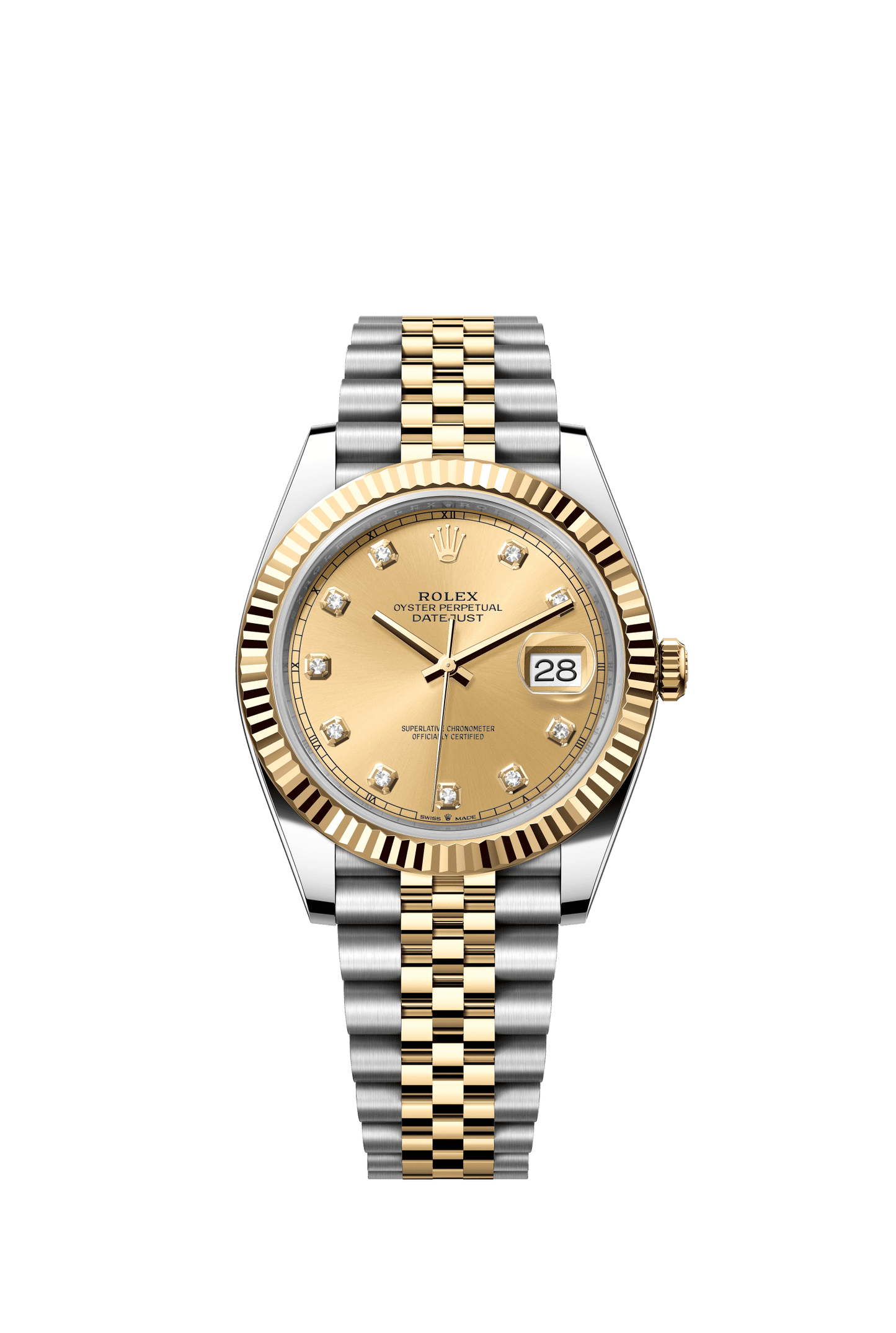 Rolex Datejust 41 41 mm Champagne-Colour Set With Diamonds Dial Oystersteel and 18k Yellow Gold Jubilee Bracelet m126333-0012