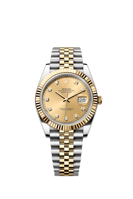 Rolex Datejust 41 41 mm Champagne-Colour Set With Diamonds Dial Oystersteel and 18k Yellow Gold Jubilee Bracelet m126333-0012