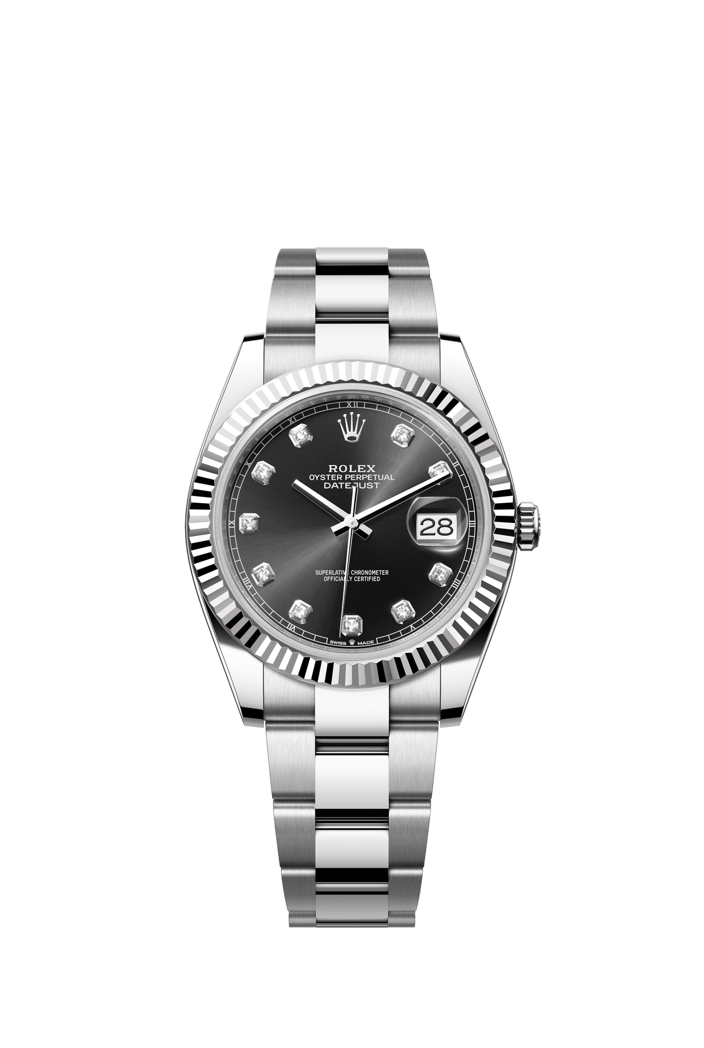 Rolex Datejust 41 41 mm Bright Black Dial with Diamonds Oystersteel and White Gold Oyster Bracelet m126334-0011