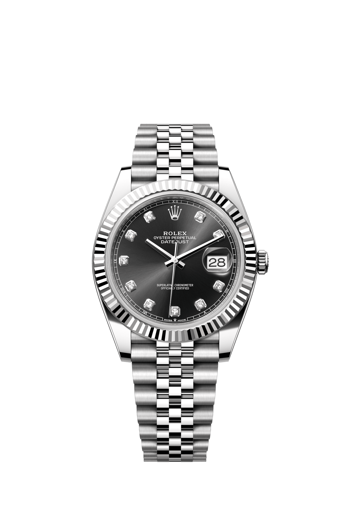 Rolex Datejust 41 41 mm Bright Black Dial with Diamonds Oystersteel and White Gold Jubilee Bracelet m126334-0012