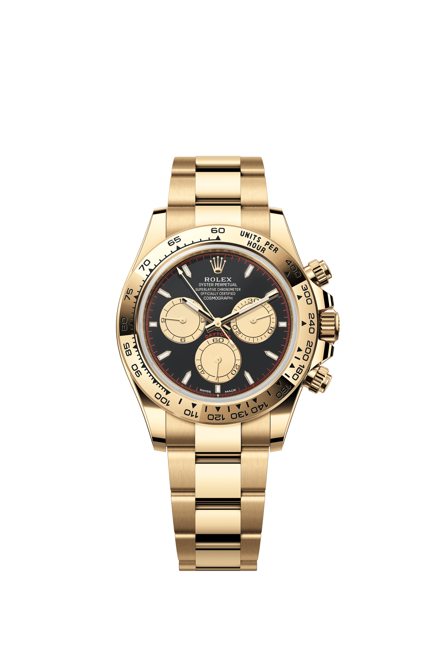 Rolex Cosmograph Daytona 40 mm Intense Black and Champagne-Colour Dial 18 kt Yellow Gold Oyster Bracelet m126508-0002