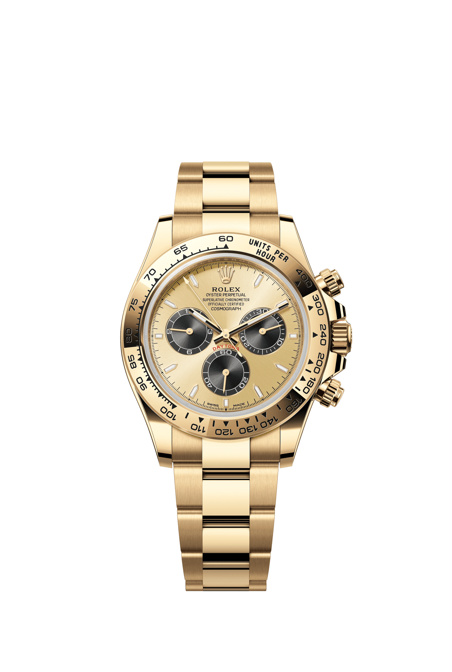 Rolex Oyster 40 mm Golden and Bright Black Dial 18k Yellow Gold Oysterflex m126508-0006