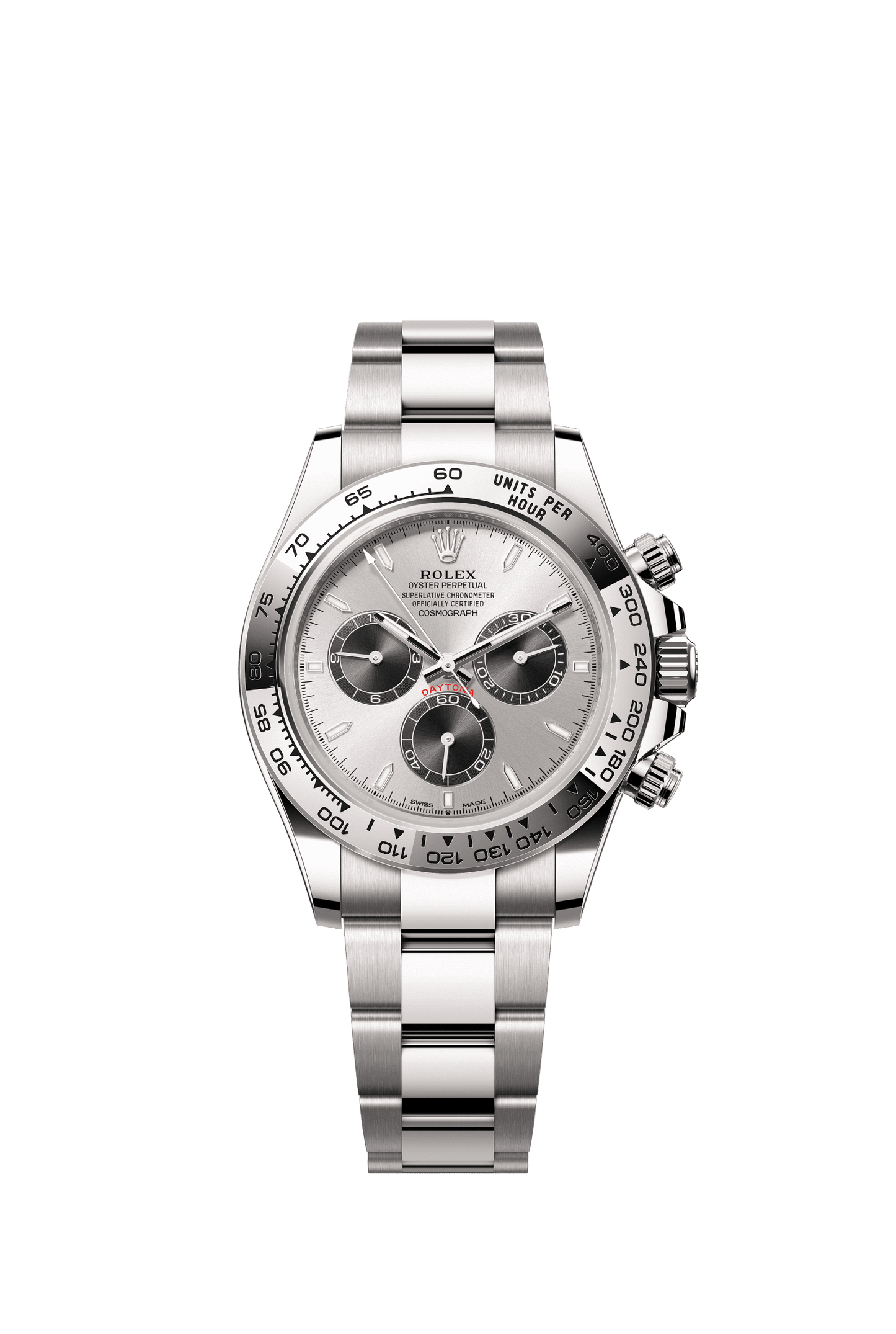 Rolex Cosmograph Daytona 40 mm Steel and bright black Dial 18 kt white gold Oyster bracelet m126509-0003