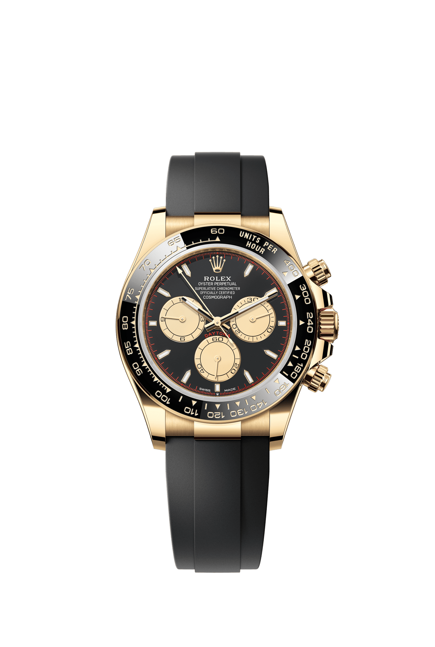 Rolex Cosmograph Daytona 40 mm Intense Black and Champagne-Colour Dial 18 kt Yellow Gold Oysterflex Bracelet m126518ln-0004