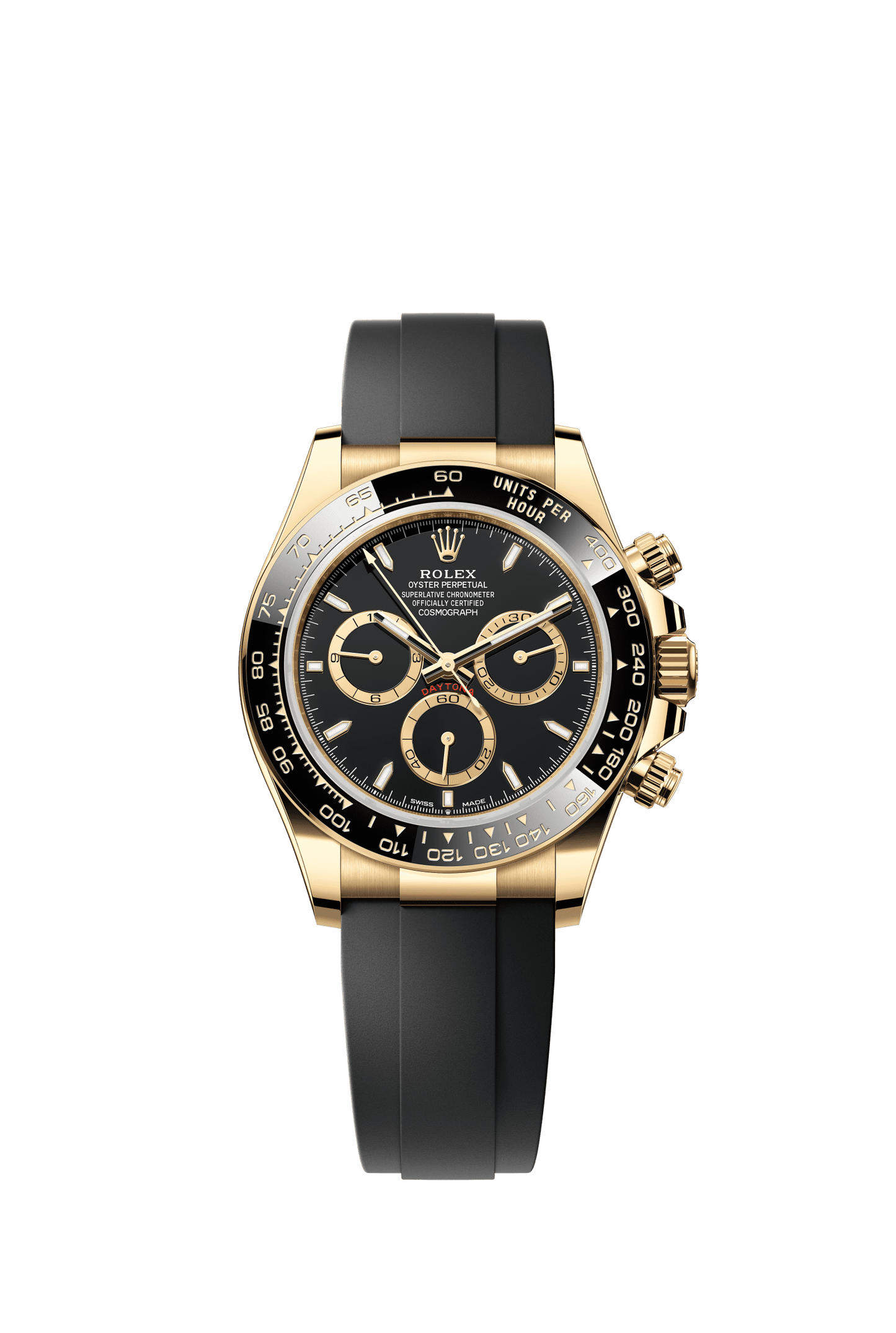 Rolex Cosmograph Daytona 40 mm Black, Golden Counter Rings Dial 18 kt Yellow Gold Oysterflex Bracelet m126518ln-0008