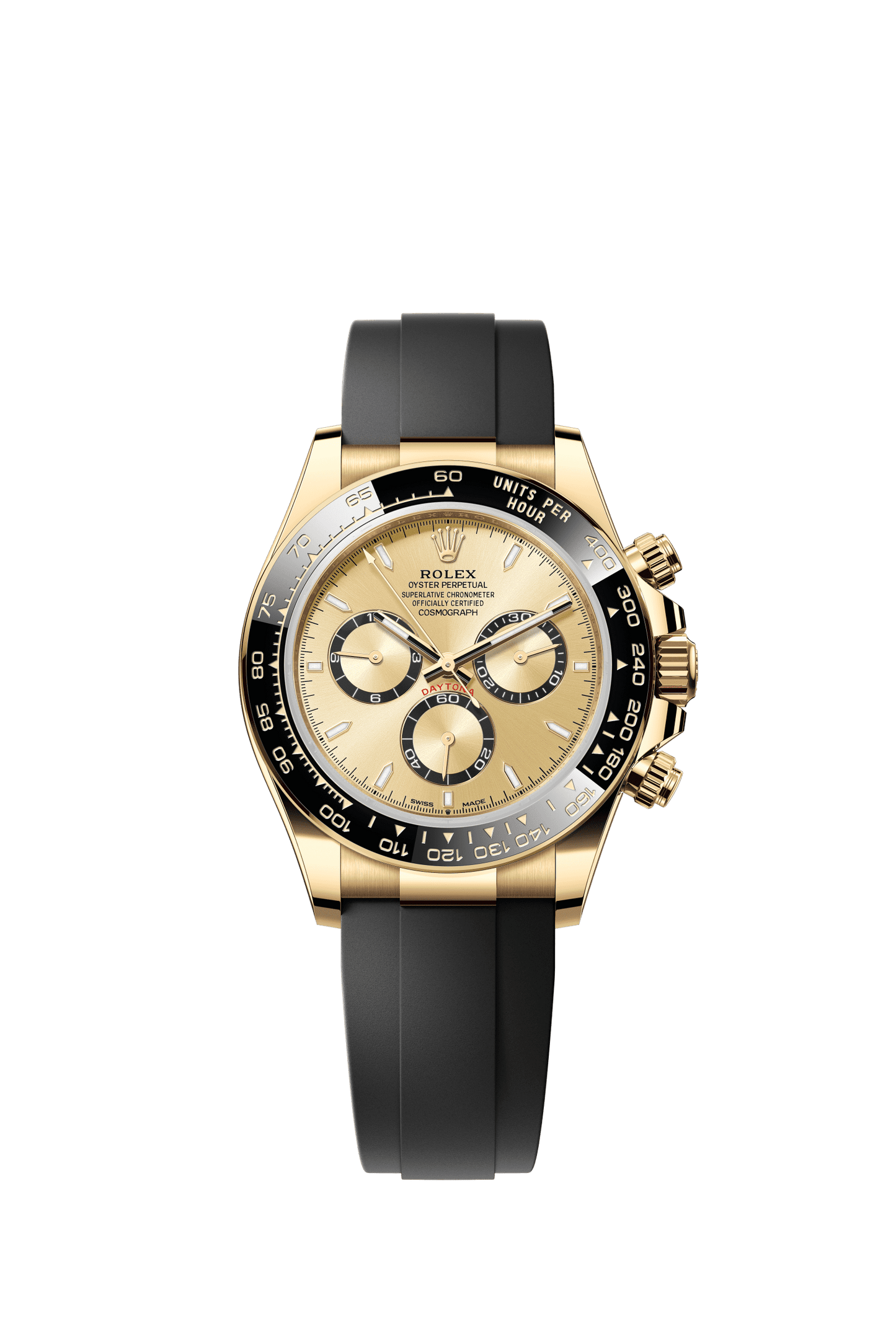 Rolex Cosmograph Daytona 40 mm Golden, Black Counter Rings Dial 18 kt Yellow Gold Oysterflex Bracelet m126518ln-0010