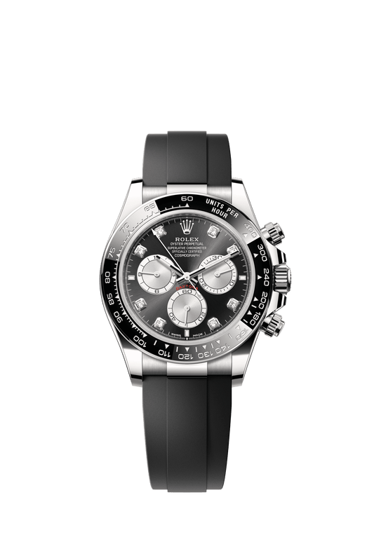 Rolex Cosmograph Daytona 40 mm Bright Black and Steel set with Diamonds Dial 18 kt white gold Oysterflex bracelet m126519ln-0004