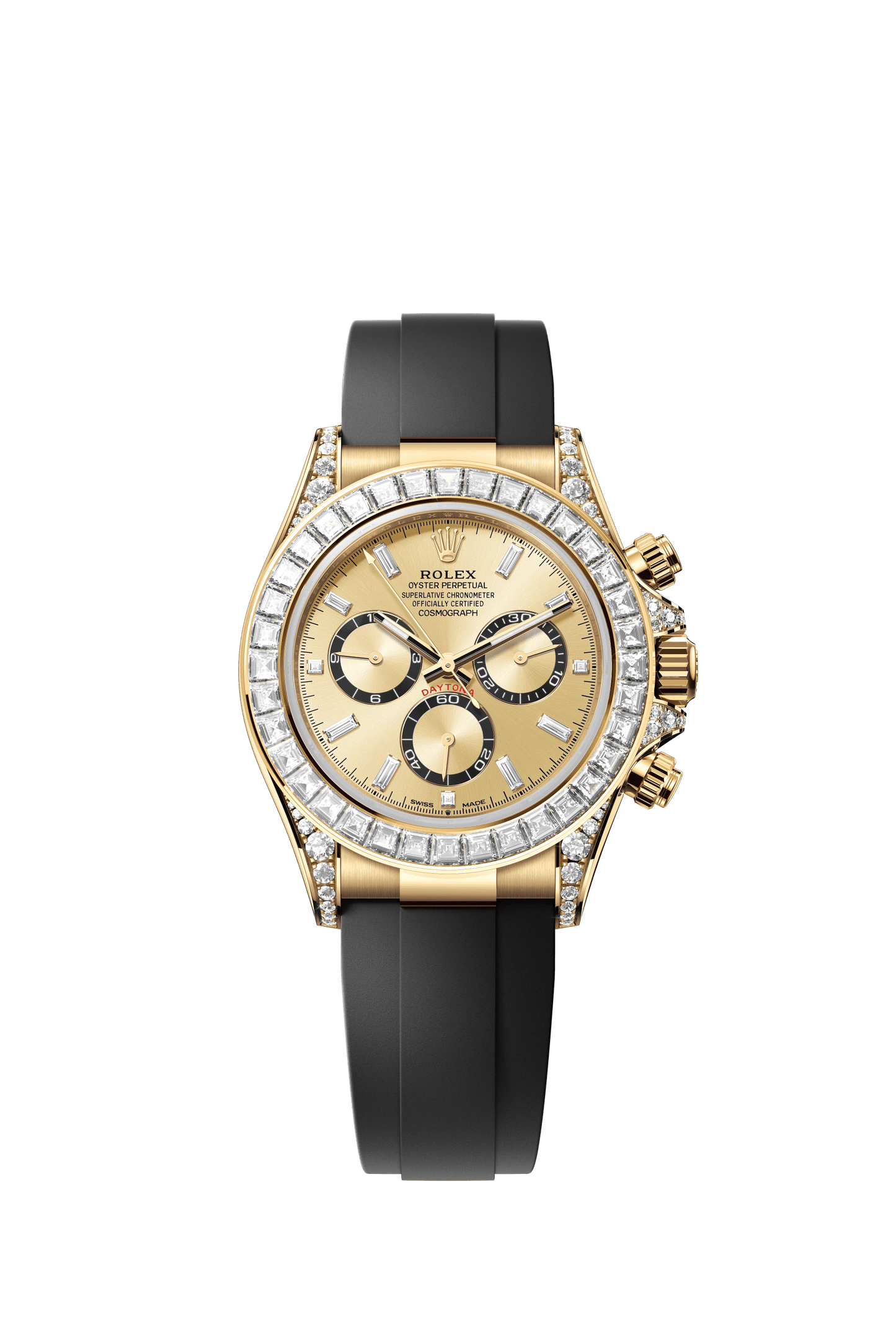 Rolex Oyster 40 mm Golden, Bright Black Counter Rings Set With Diamonds Dial 18 kt Yellow Gold With Lugs Set With Diamonds Oysterflex m126538tbr-0004