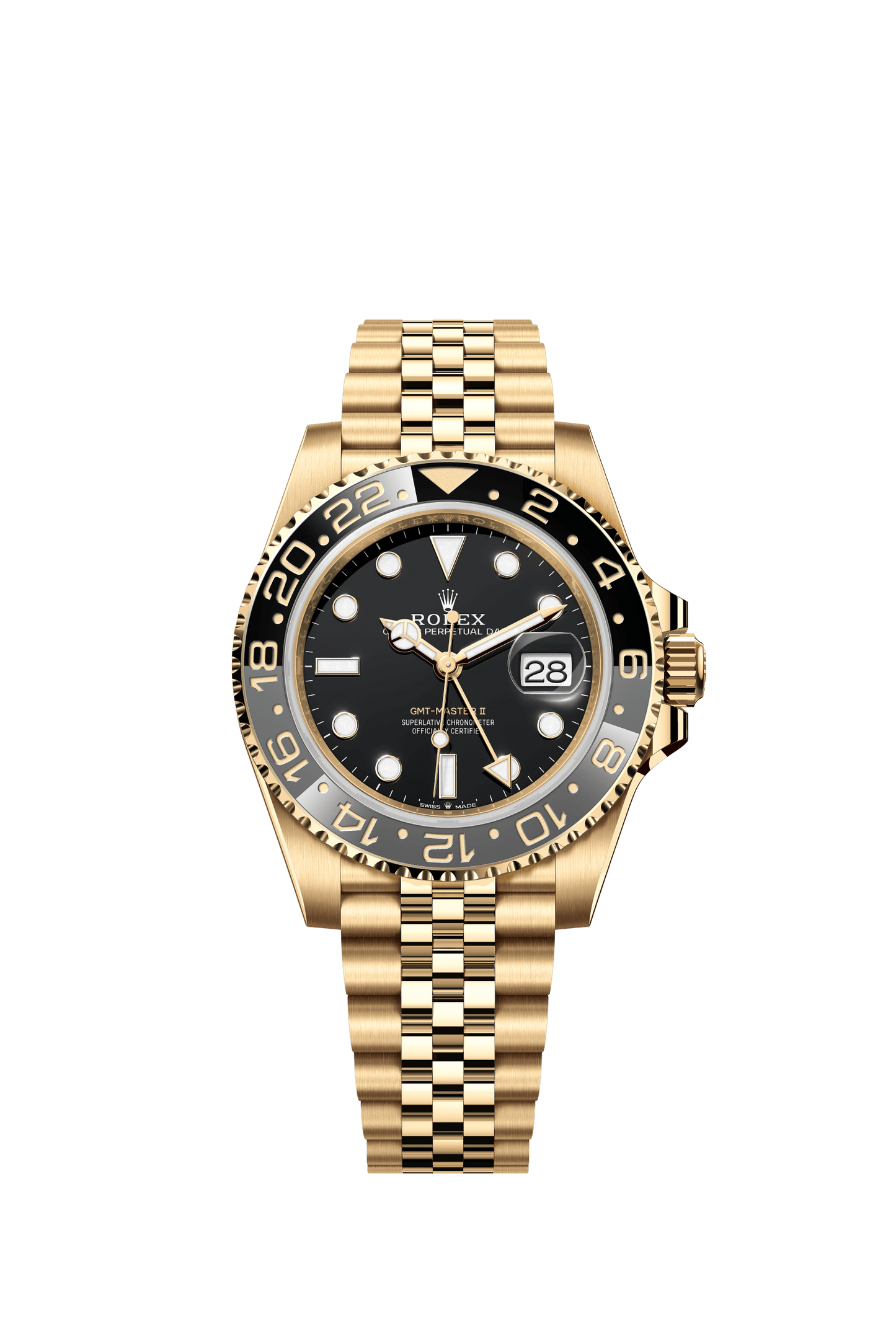 Rolex GMT-Master II 40 mm Black Dial 18k Yellow Gold Jubilee Bracelet m126718grnr-0001