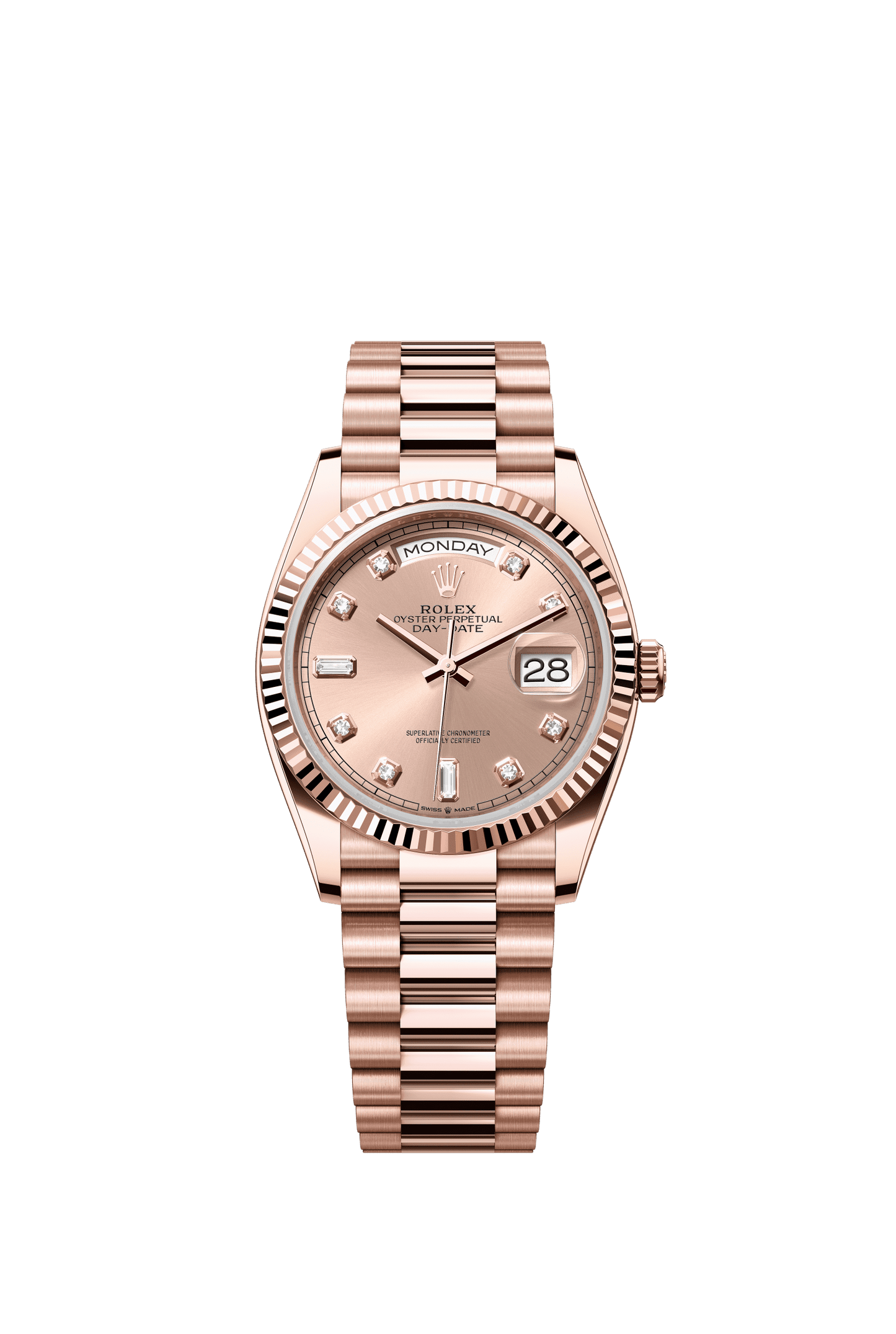 Rolex Day-Date 36 36 mm Rosé-Colour Set With Diamonds Dial 18 kt Everose Gold President Bracelet m128235-0009