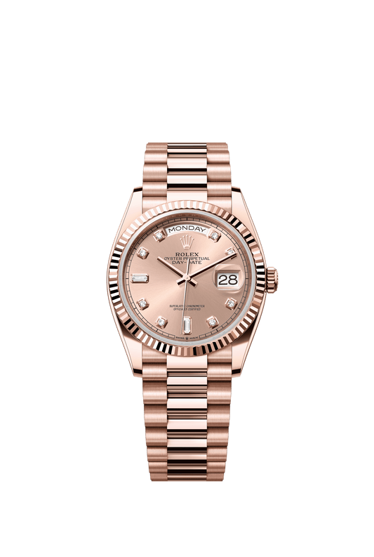 Rolex Day-Date 36 36 mm Rosé-Colour Set With Diamonds Dial 18 kt Everose Gold President Bracelet m128235-0009