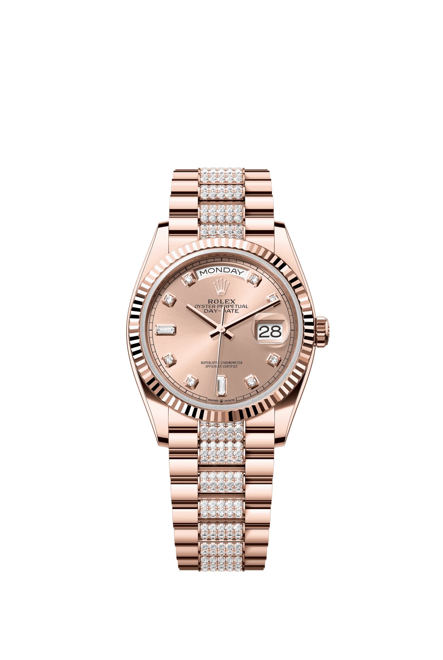 Rolex Day-Date 36 36 mm Rosé-Colour Set With Diamonds Dial 18 kt Everose Gold President Bracelet m128235-0019