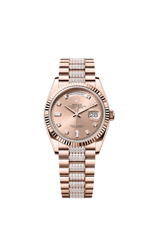 Rolex Day-Date 36 36 mm Rosé-Colour Set With Diamonds Dial 18 kt Everose Gold President Bracelet m128235-0019