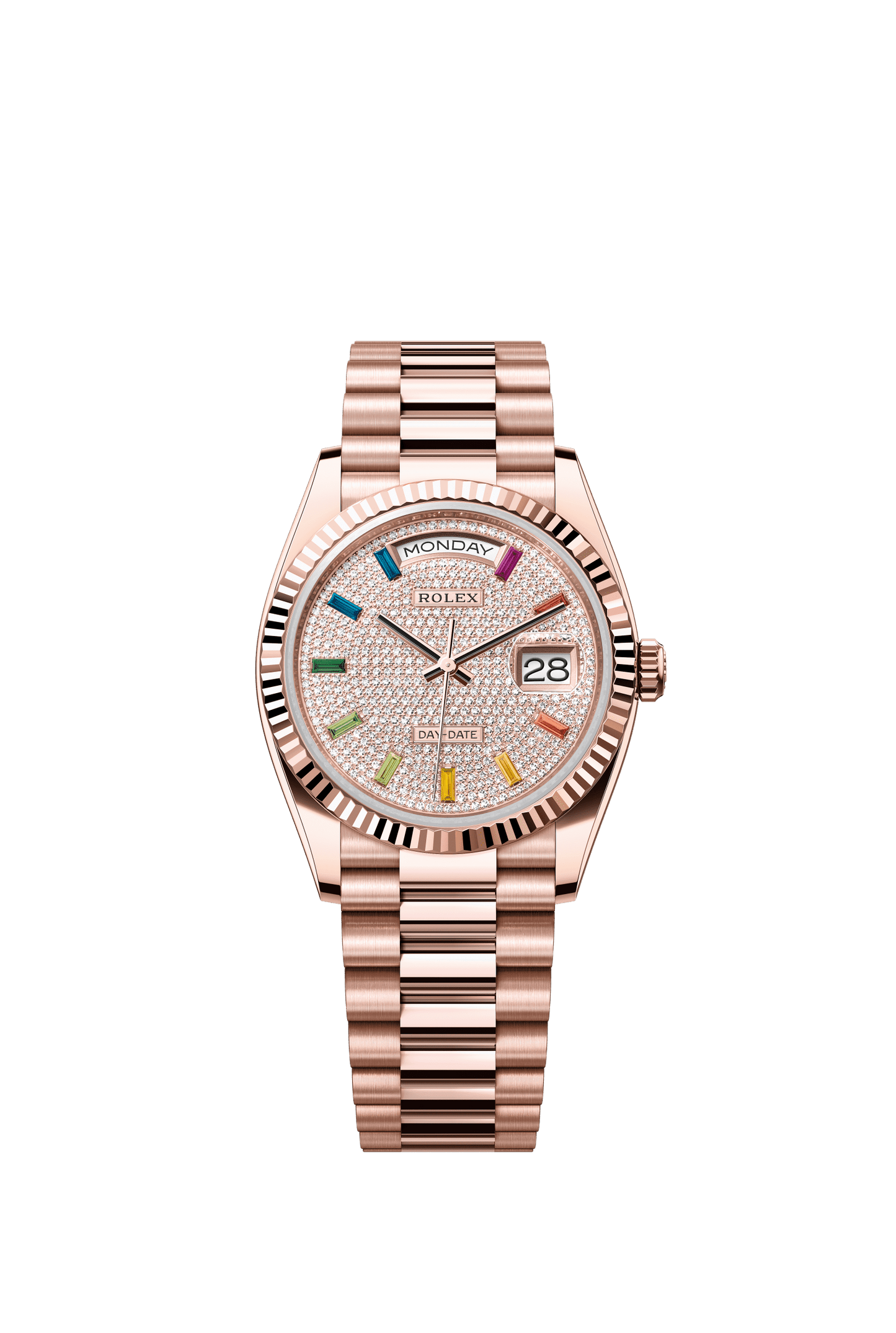 Rolex Day-Date 36 36 mm Diamond-Paved Dial 18 kt Everose Gold President Bracelet m128235-0039