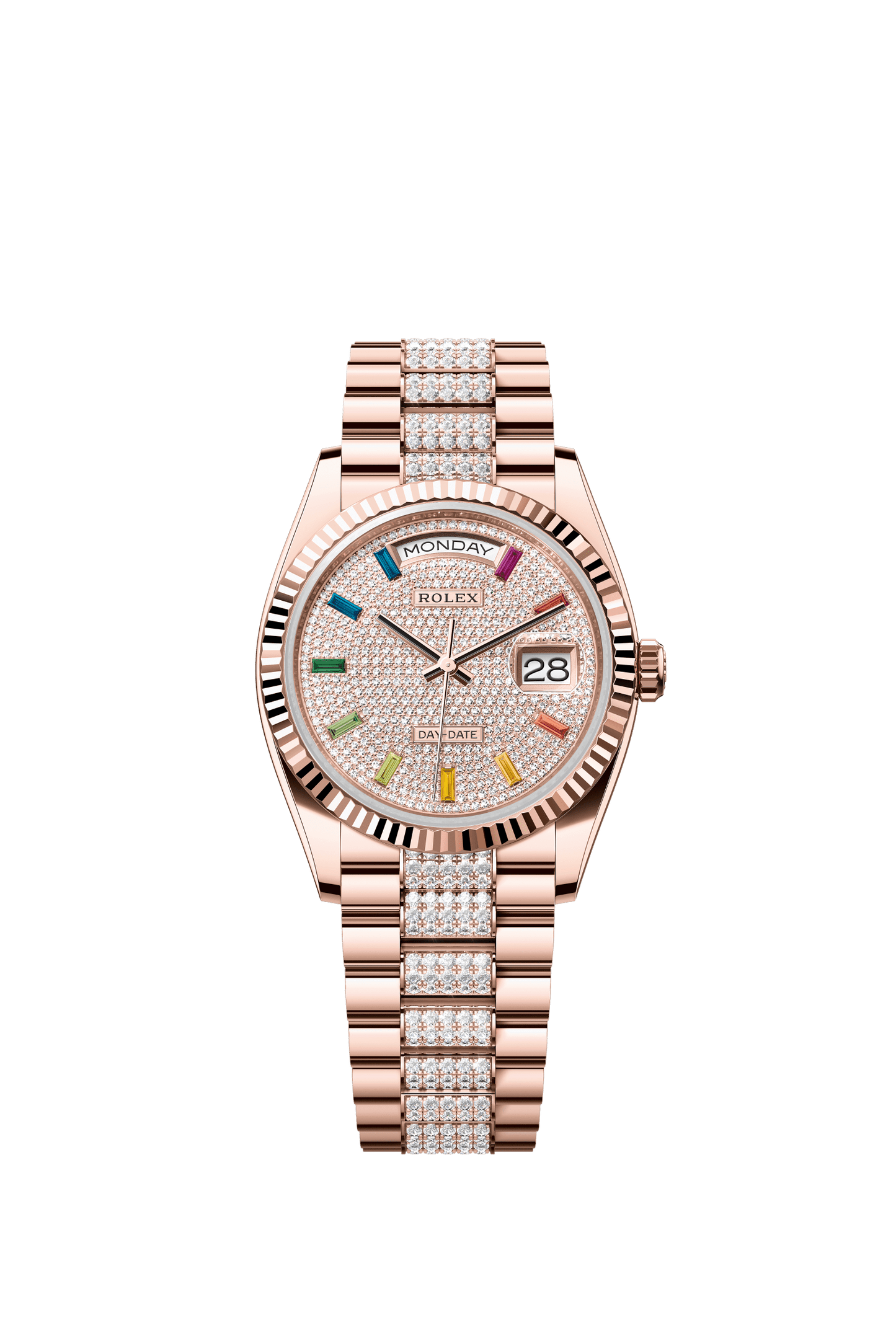 Rolex Day-Date 36 36 mm Diamond-Paved Dial 18 kt Everose Gold President Bracelet m128235-0040