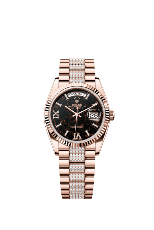 Rolex Day-Date 36 36 mm Eisenkiesel Set With Diamonds Dial 18 kt Everose Gold President Bracelet m128235-0042