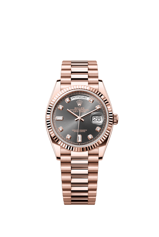 Rolex Day-Date 36 36 mm Slate Set With Diamonds Dial 18 kt Everose Gold President Bracelet m128235-0050