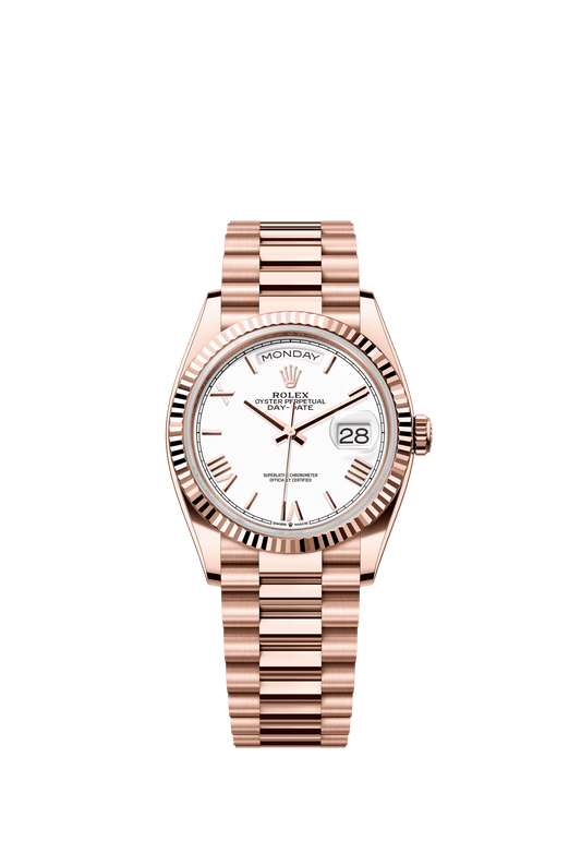 Rolex Day-Date 36 36 mm White Dial 18 kt Everose Gold President Bracelet m128235-0070