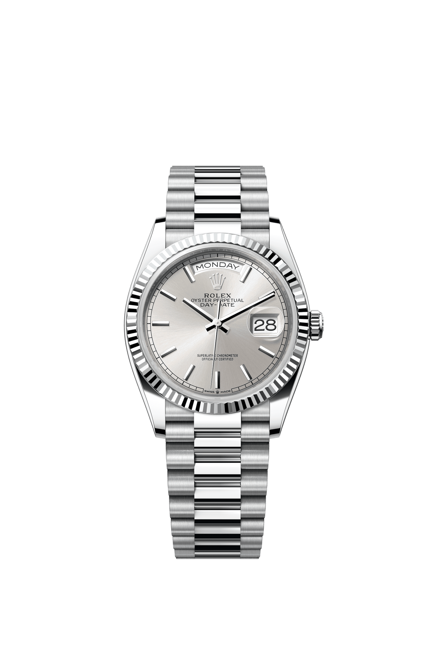 Rolex Day-Date 36 36 mm Silver Dial Platinum President Bracelet m128236-0001