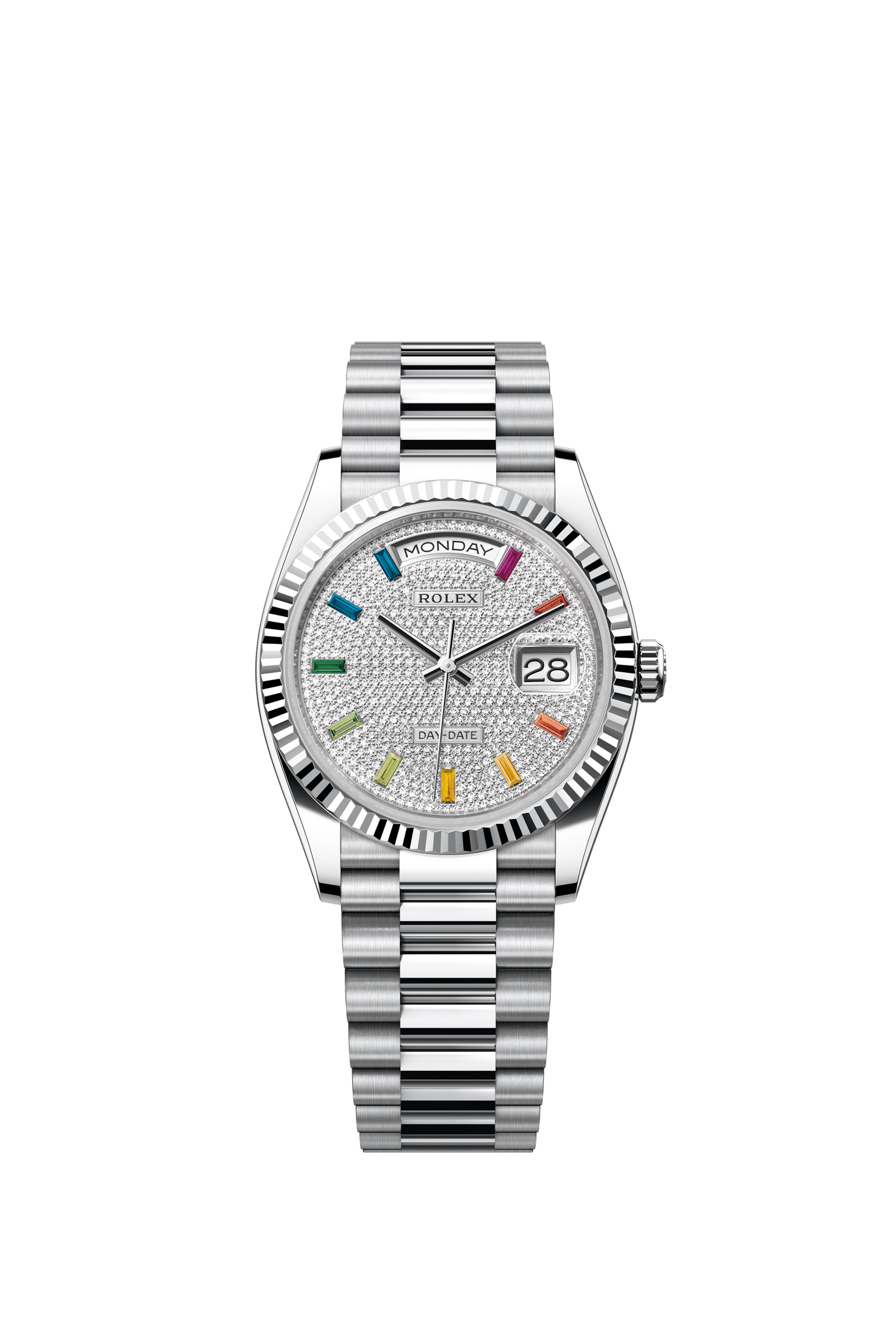 Rolex Day-Date 36 36 mm Diamond-Paved Dial Platinum President Bracelet m128236-0003