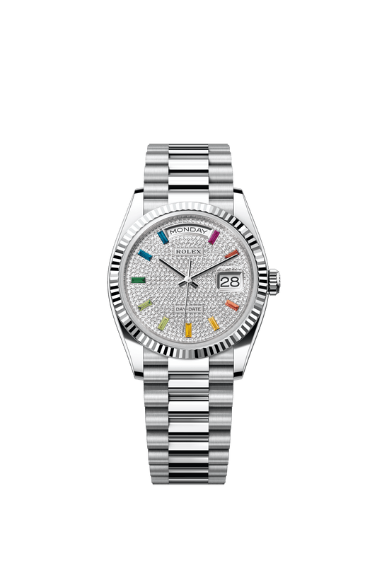 Rolex Day-Date 36 36 mm Diamond-Paved Dial Platinum President Bracelet m128236-0003