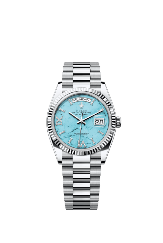 Rolex Day-Date 36 36 mm Turquoise Set With Diamonds Dial Platinum President Bracelet m128236-0011