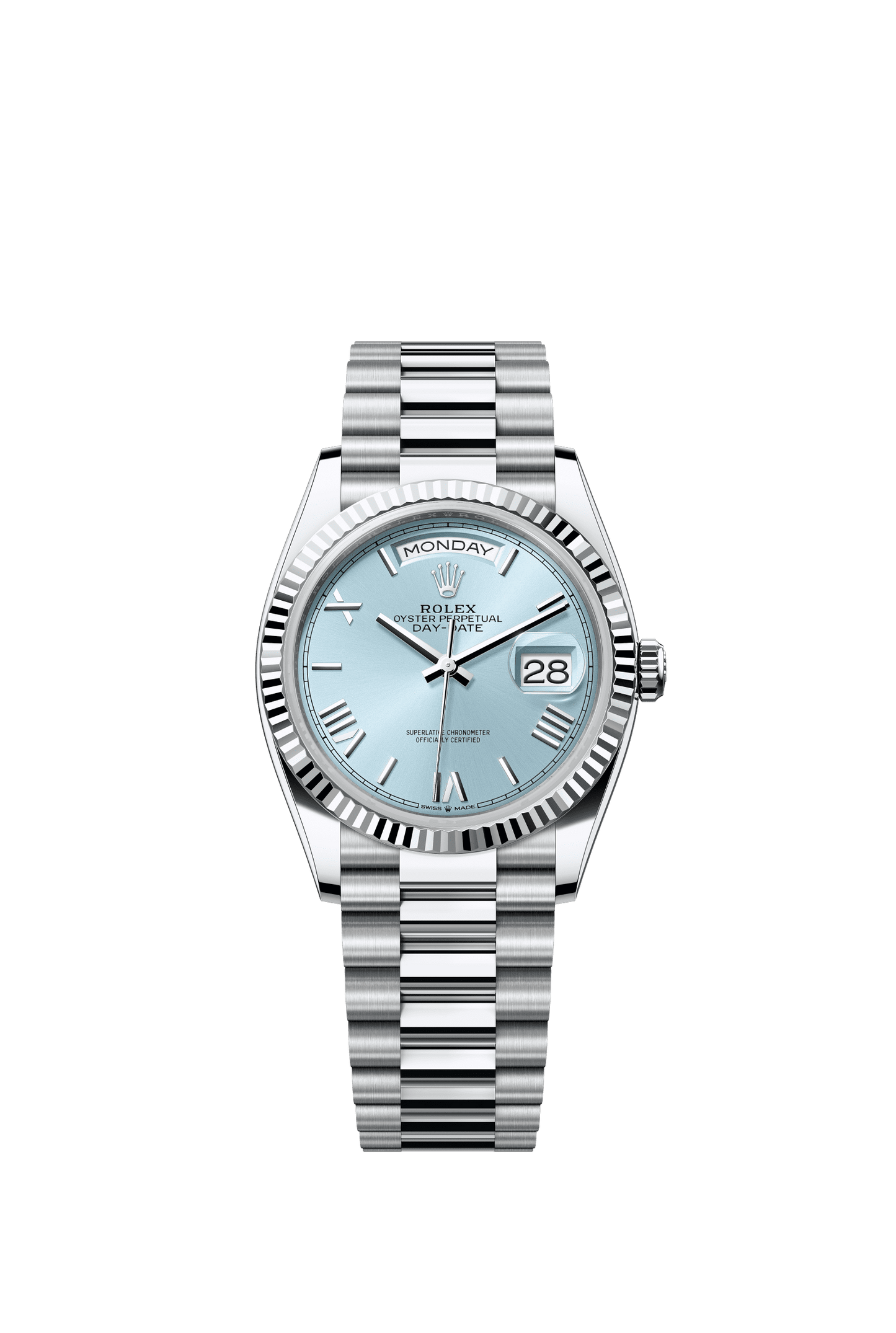 Rolex Day-Date 36 36 mm Ice-Blue Dial Platinum President Bracelet m128236-0018