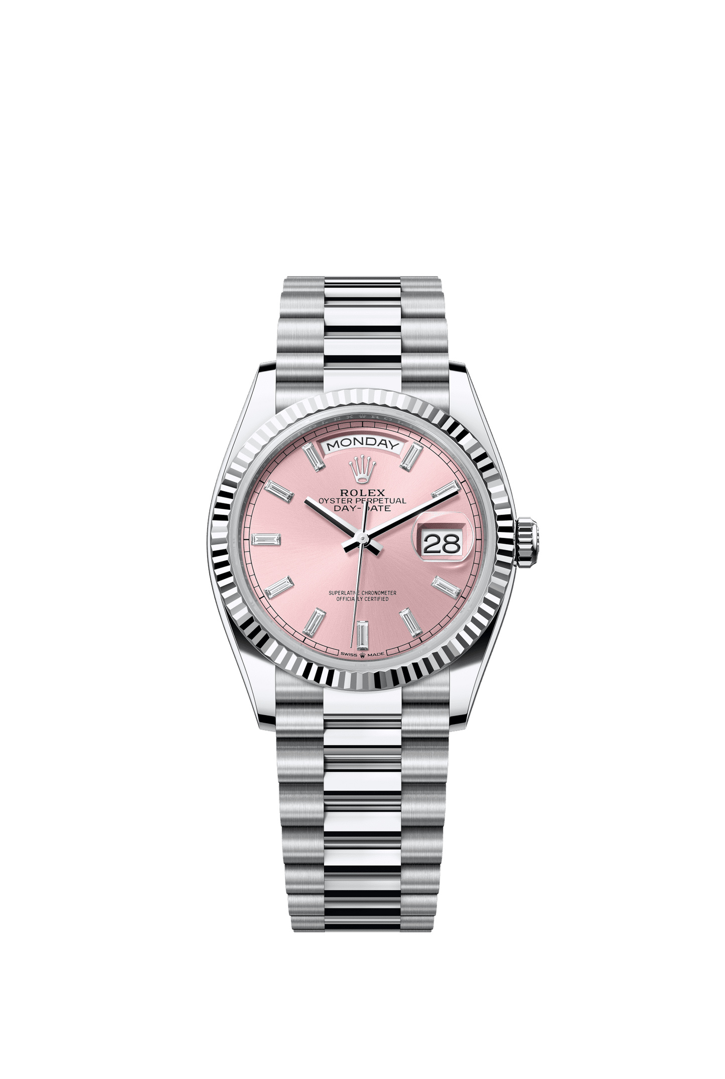 Rolex Day-Date 36 36 mm Pink Set With Diamonds Dial Platinum President Bracelet m128236-0024