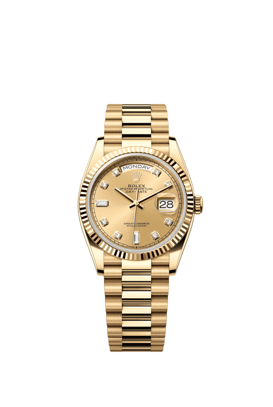 Rolex Day-Date 36 36 mm Champagne-Colour Set With Diamonds Dial 18k Yellow Gold President Bracelet m128238-0008