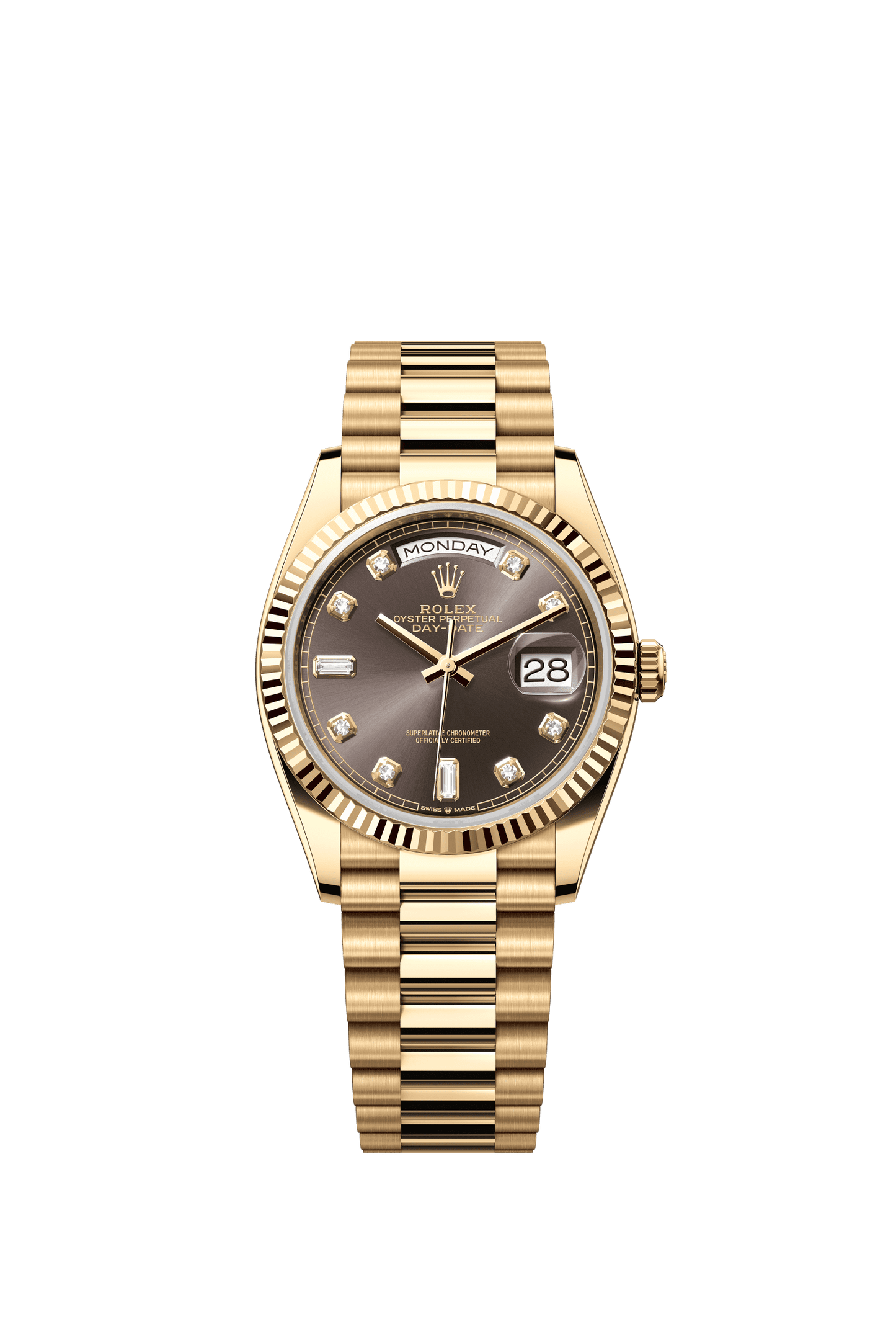 Rolex Day-Date 36 36 mm Dark Grey Set With Diamonds Dial 18k Yellow Gold President Bracelet m128238-0022