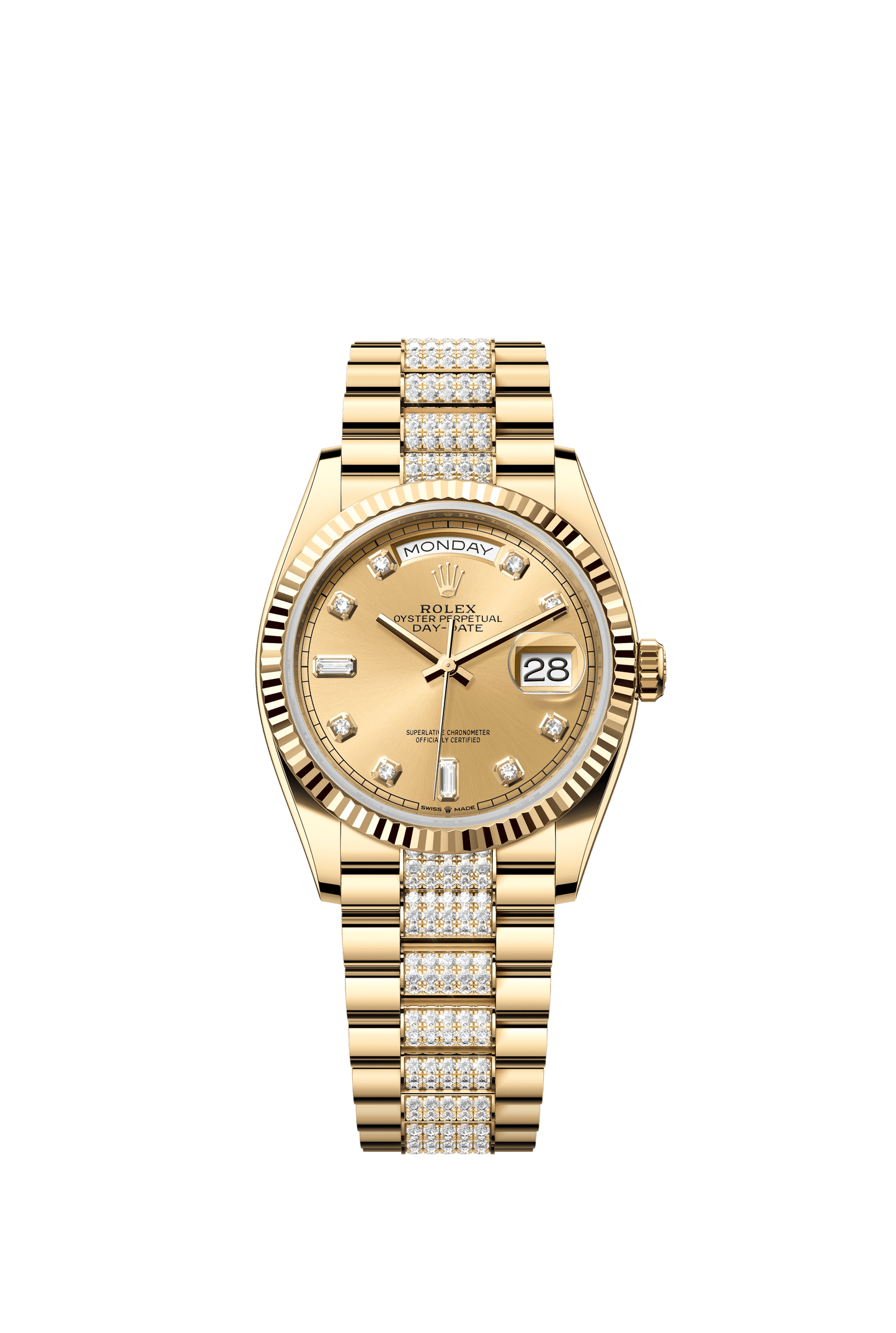 Rolex Oyster 36 mm Champagne-Colour Dial 18k Yellow Gold Diamond-set President m128238-0026