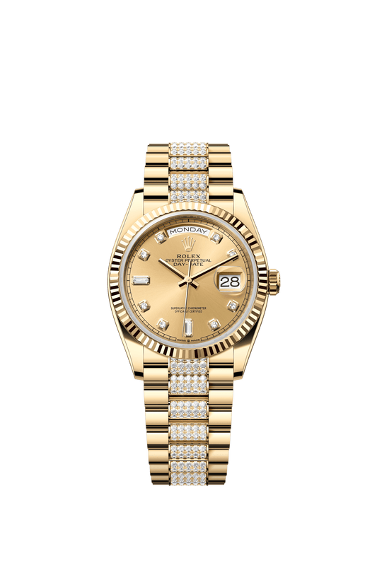 Rolex Oyster 36 mm Champagne-Colour Dial 18k Yellow Gold Diamond-set President m128238-0026