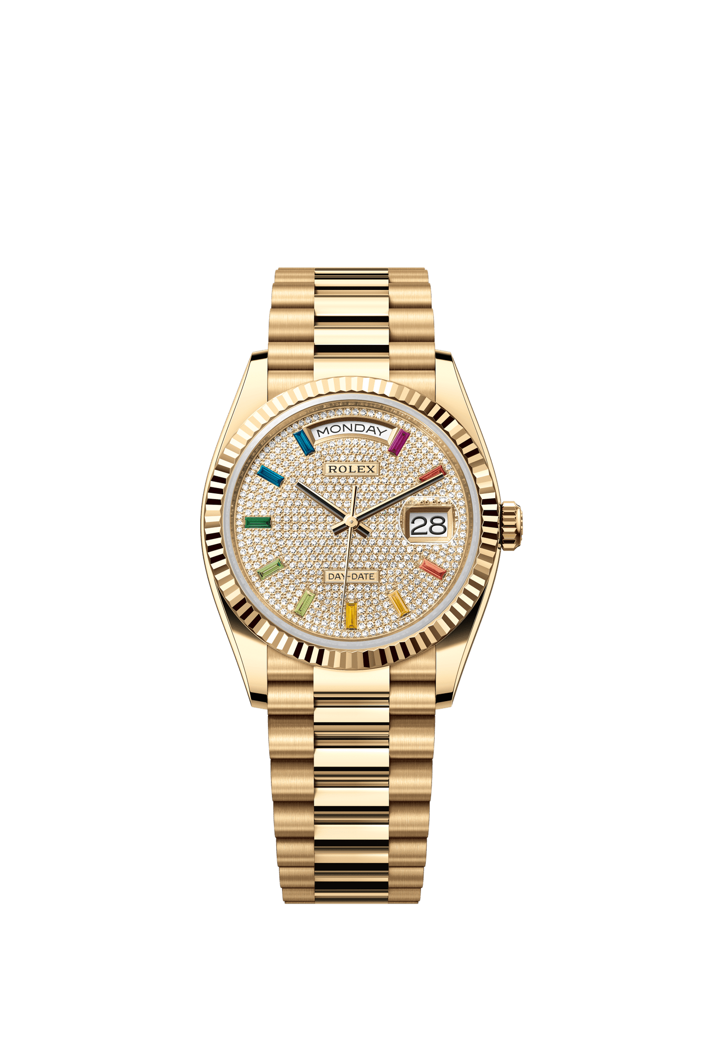 Rolex Day-Date 36 36 mm Diamond-Paved Dial 18k Yellow Gold President Bracelet m128238-0051