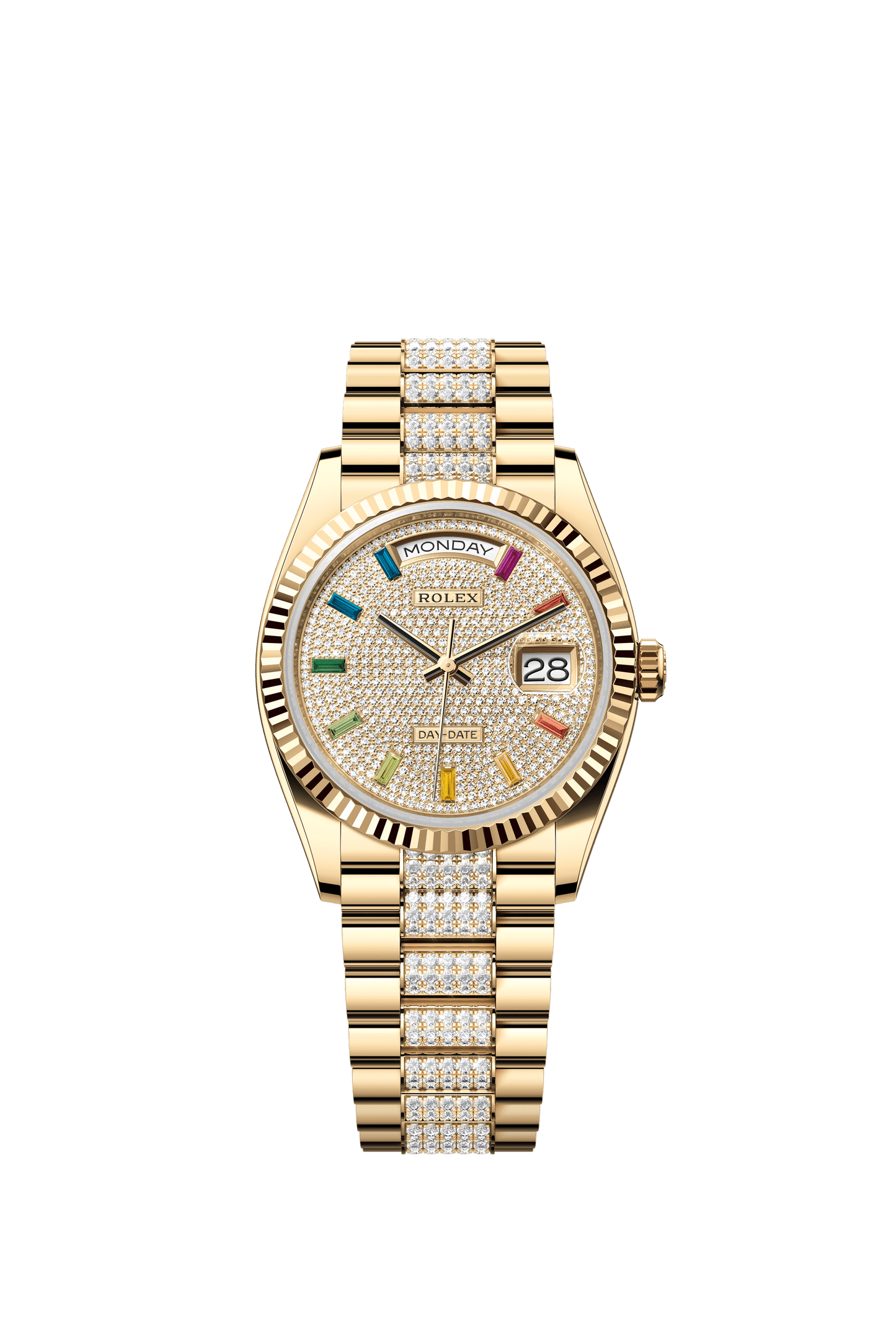 Rolex Oyster 36 mm Diamond-Paved Dial 18k Yellow Gold Diamond-set President m128238-0052