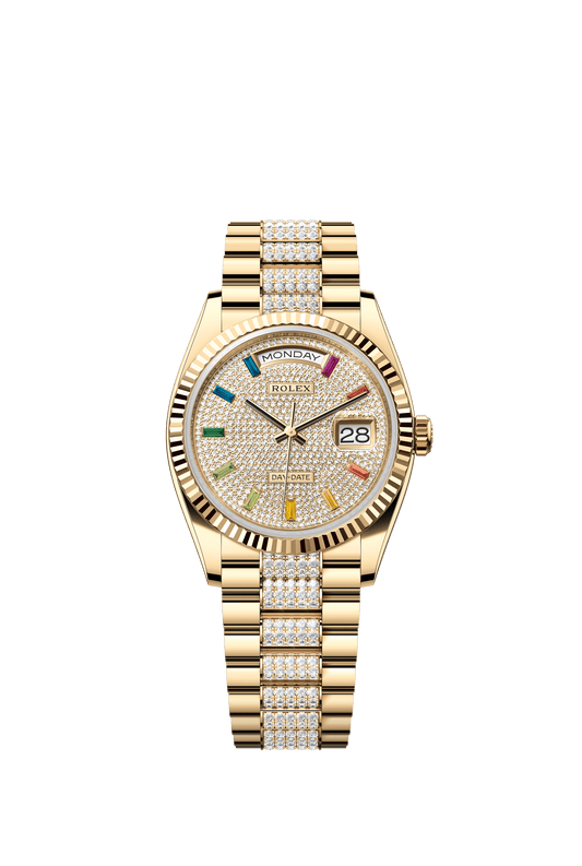 Rolex Oyster 36 mm Diamond-Paved Dial 18k Yellow Gold Diamond-set President m128238-0052