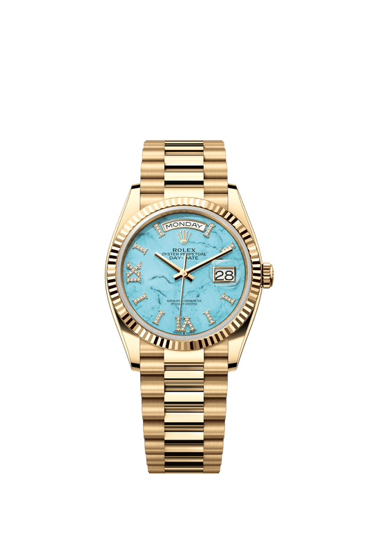 Rolex Day-Date 36 36 mm Turquoise Set With Diamonds Dial 18k Yellow Gold President Bracelet m128238-0071