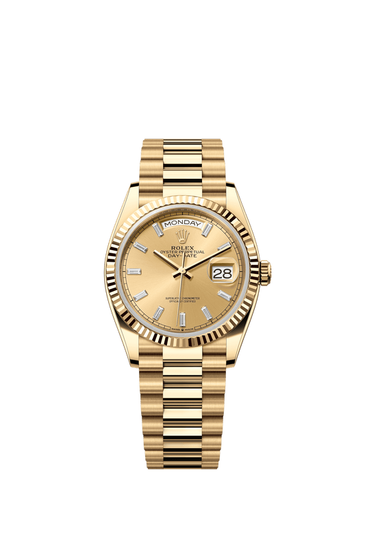 Rolex Day-Date 36 36 mm Champagne-Colour Set With Diamonds Dial 18k Yellow Gold President Bracelet m128238-0132