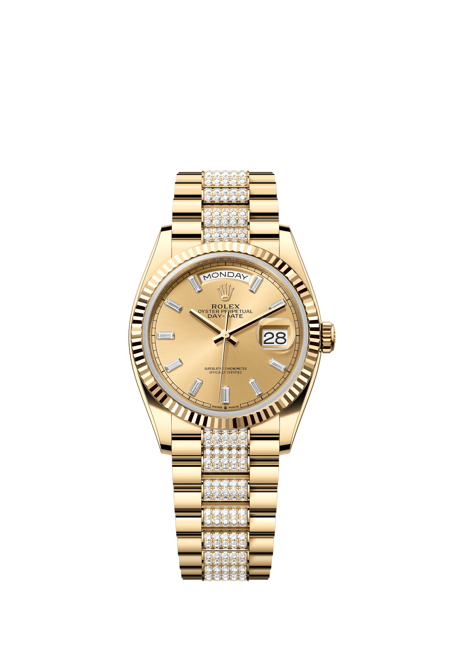 Rolex Oyster 36 mm Champagne-Colour Set With Diamonds Dial 18k Yellow Gold Diamond-set President m128238-0133