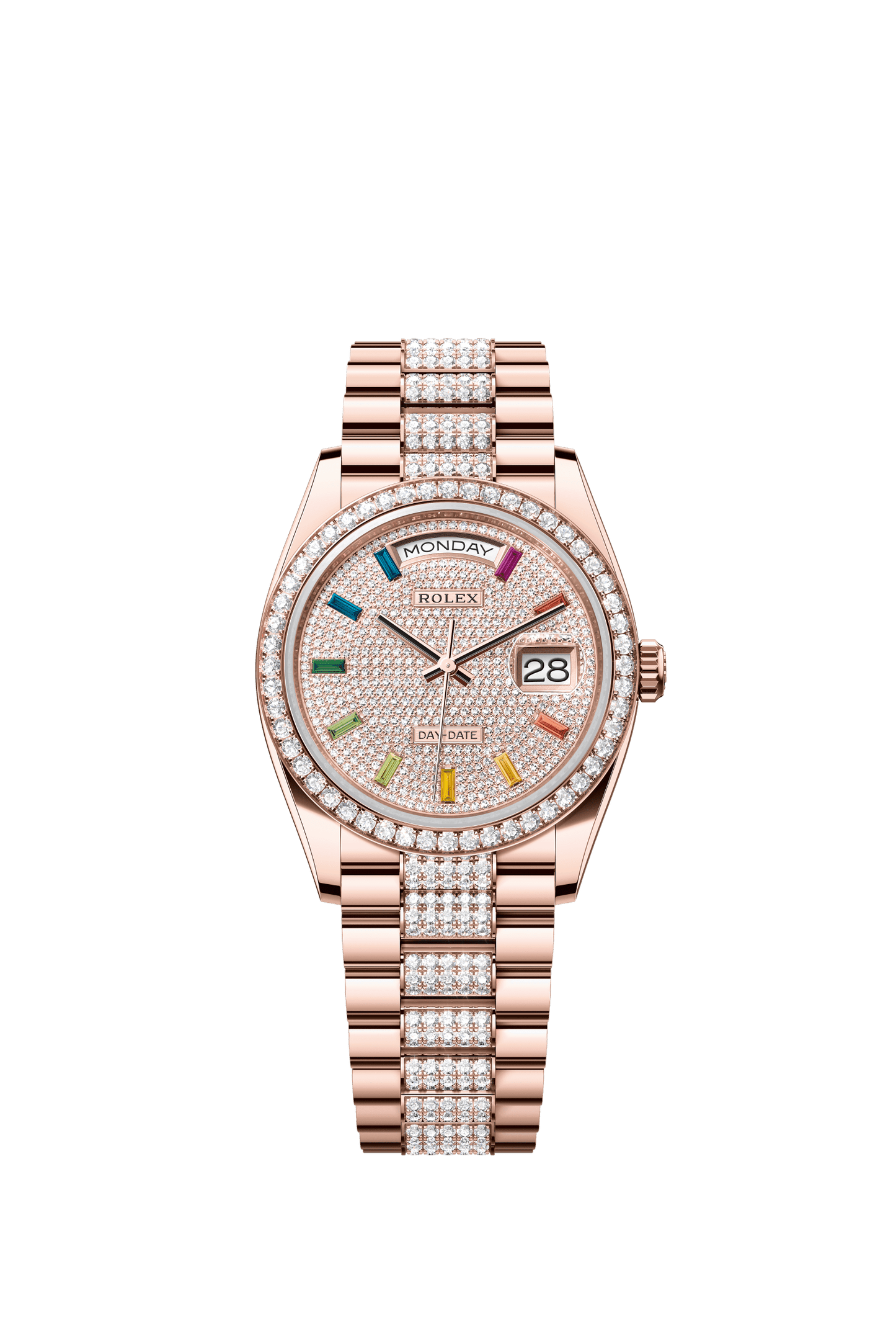 Rolex Day-Date 36 36 mm Diamond-Paved Dial 18 kt Everose Gold President Bracelet m128345rbr-0043