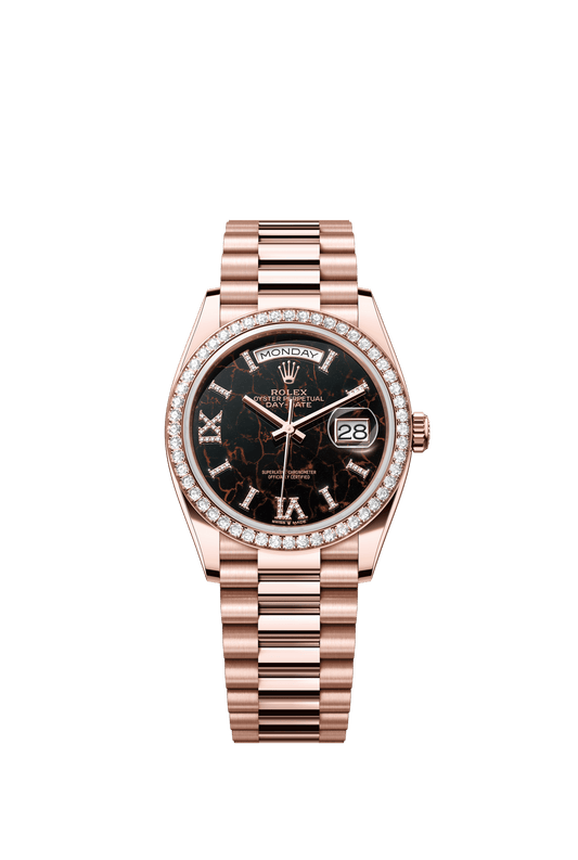 Rolex Day-Date 36 36 mm Eisenkiesel Set With Diamonds Dial 18 kt Everose Gold President Bracelet m128345rbr-0044