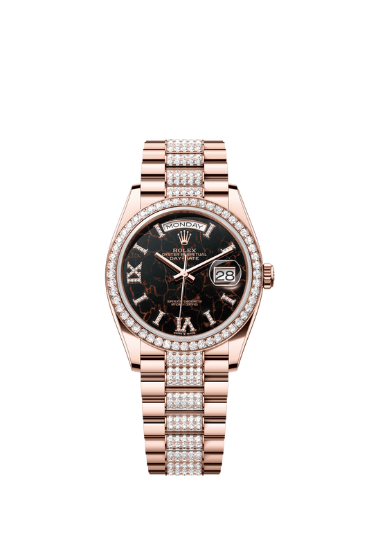 Rolex Day-Date 36 36 mm Eisenkiesel Set With Diamonds Dial 18 kt Everose Gold President Bracelet m128345rbr-0045