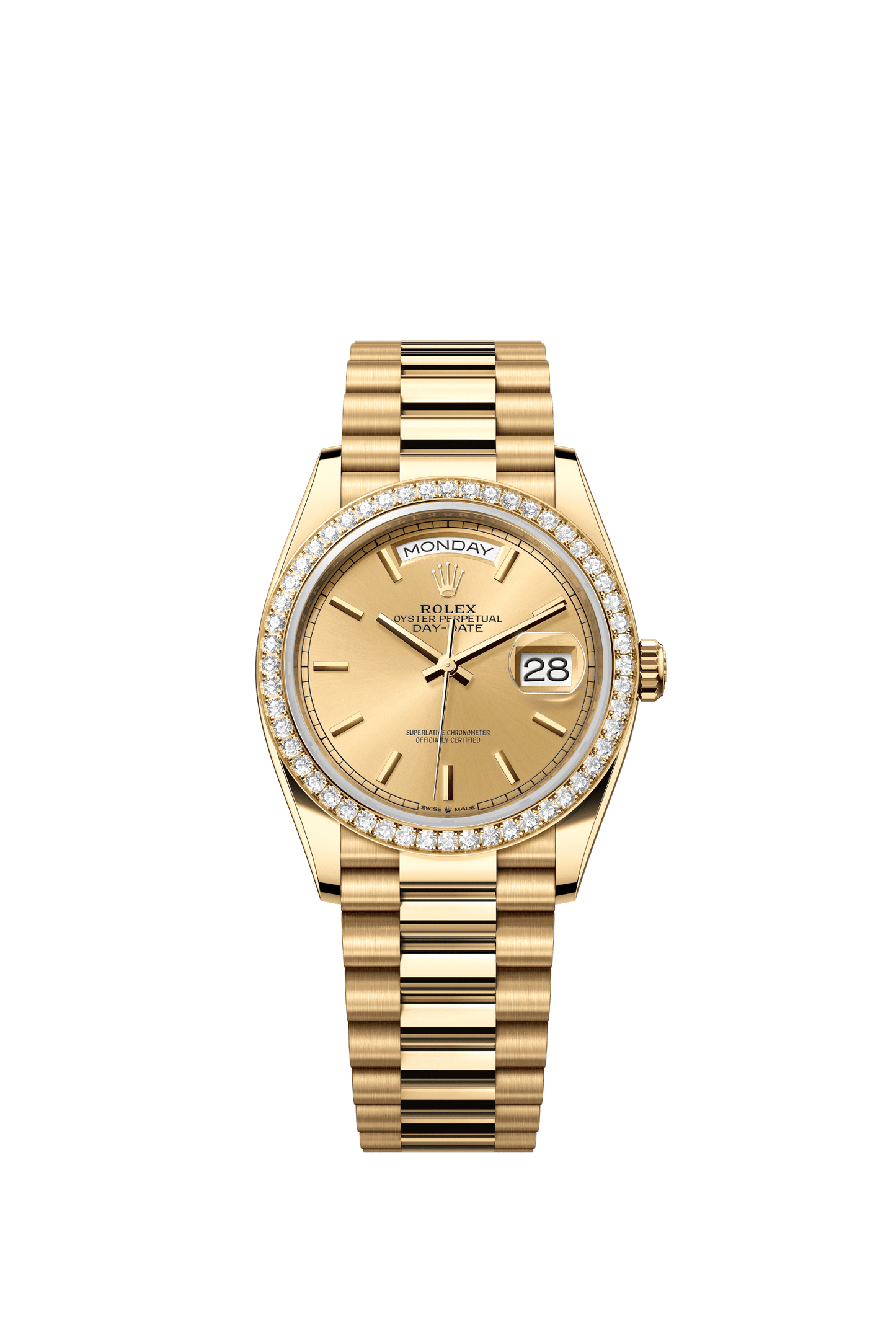 Rolex Day-Date 36 36 mm Champagne-Colour Dial 18k Yellow Gold President Bracelet m128348rbr-0026