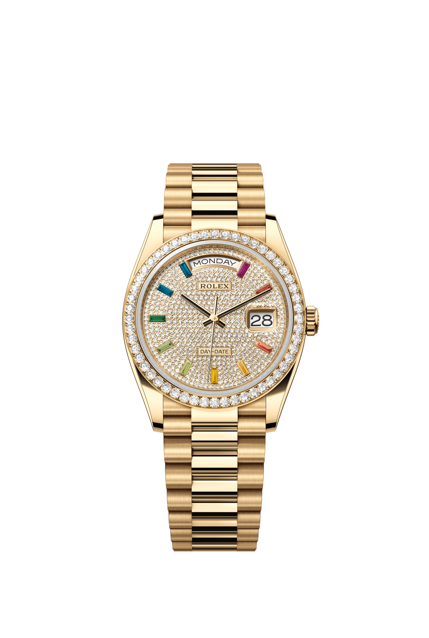 Rolex Day-Date 36 36 mm Diamond-Paved Dial 18k Yellow Gold President Bracelet m128348rbr-0030